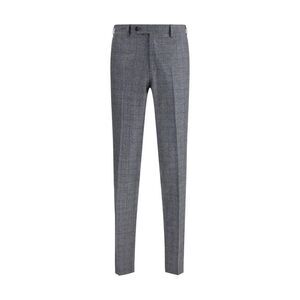 Germano Checkered Slim Fit Pants Men Gray Jeans & Pants